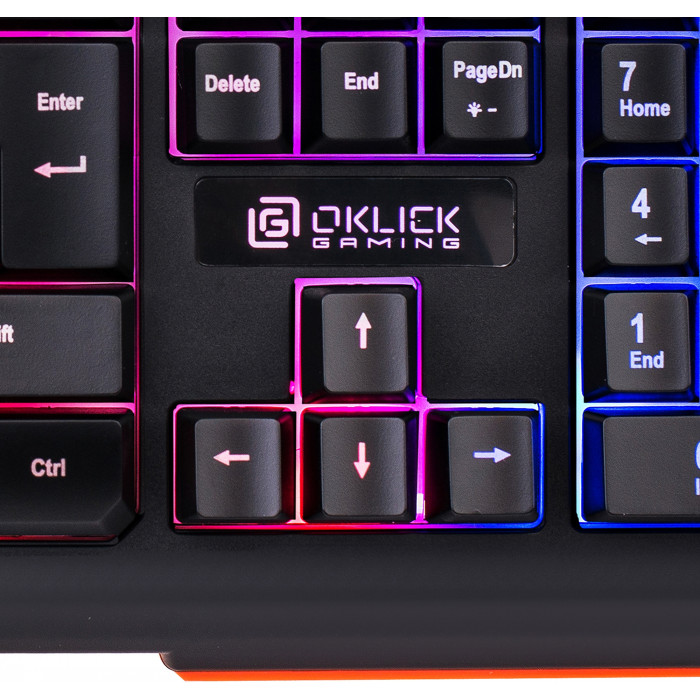 Клавиатура Оклик 717G BLACK DEATH черный/оранжевый USB Multimedia for gamer LED (476395) кабель 1.5м