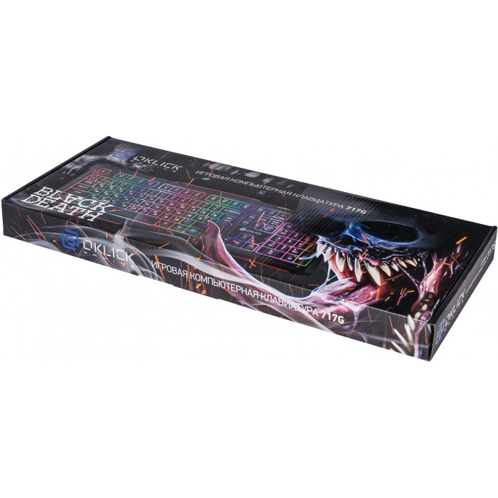 Клавиатура Оклик 717G BLACK DEATH черный/оранжевый USB Multimedia for gamer LED (476395) кабель 1.5м