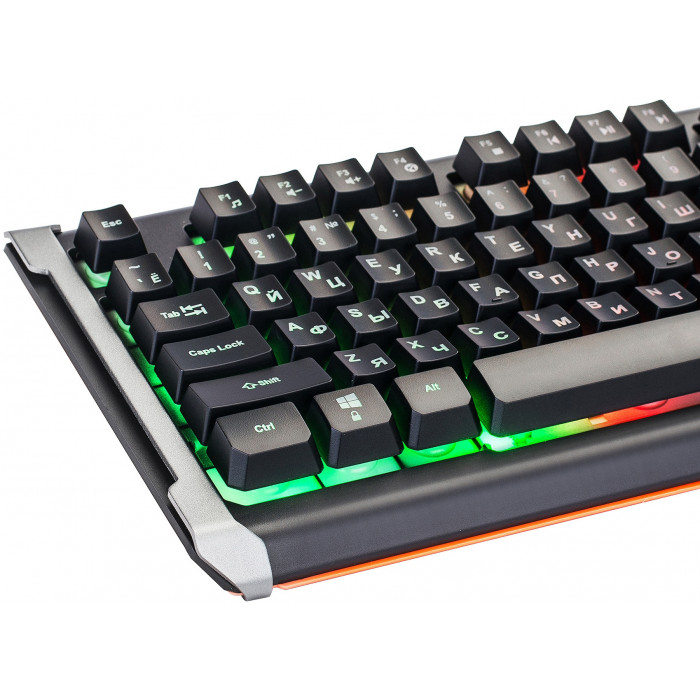 Клавиатура Оклик 717G BLACK DEATH черный/оранжевый USB Multimedia for gamer LED (476395) кабель 1.5м