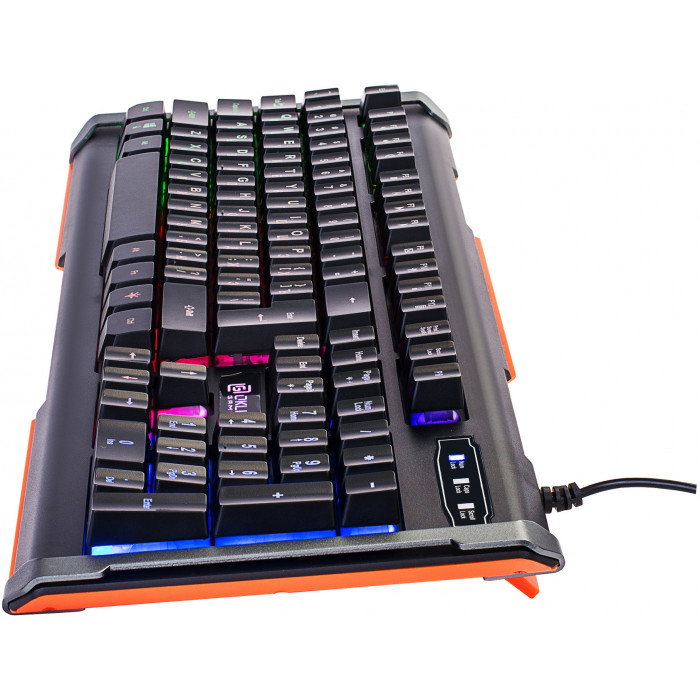 Клавиатура Оклик 717G BLACK DEATH черный/оранжевый USB Multimedia for gamer LED (476395) кабель 1.5м