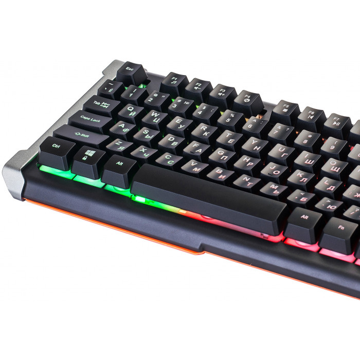Клавиатура Оклик 717G BLACK DEATH черный/оранжевый USB Multimedia for gamer LED (476395) кабель 1.5м