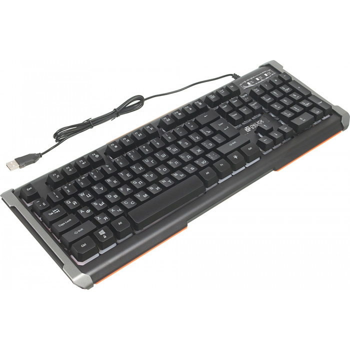 Клавиатура Оклик 717G BLACK DEATH черный/оранжевый USB Multimedia for gamer LED (476395) кабель 1.5м