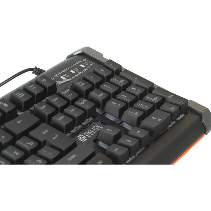 Клавиатура Оклик 717G BLACK DEATH черный/оранжевый USB Multimedia for gamer LED (476395) кабель 1.5м