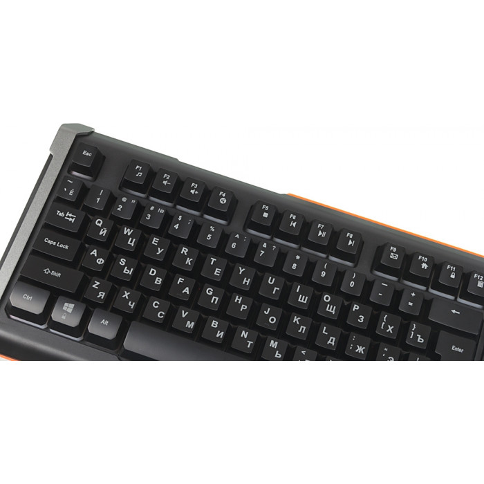 Клавиатура Оклик 717G BLACK DEATH черный/оранжевый USB Multimedia for gamer LED (476395) кабель 1.5м