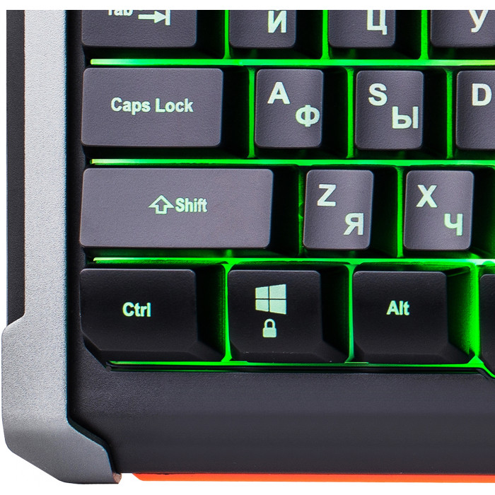Клавиатура Оклик 717G BLACK DEATH черный/оранжевый USB Multimedia for gamer LED (476395) кабель 1.5м