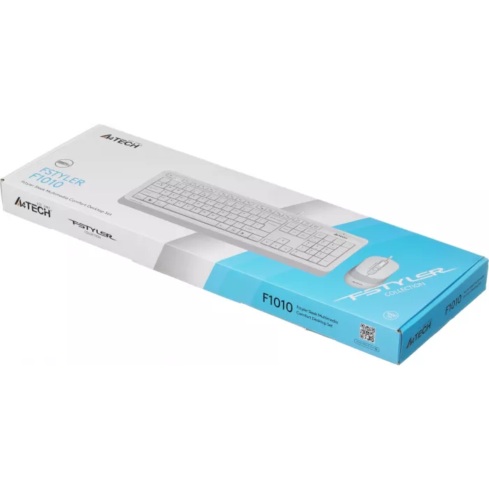 Клавиатура + мышь A4Tech Fstyler F1010 клав:белый/серый мышь:белый/серый USB Multimedia (F1010 WHITE)