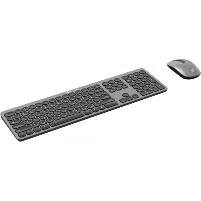 Клавиатура + мышь Оклик 300M клав:серый мышь:серый/черный USB беспроводная slim (1488402)