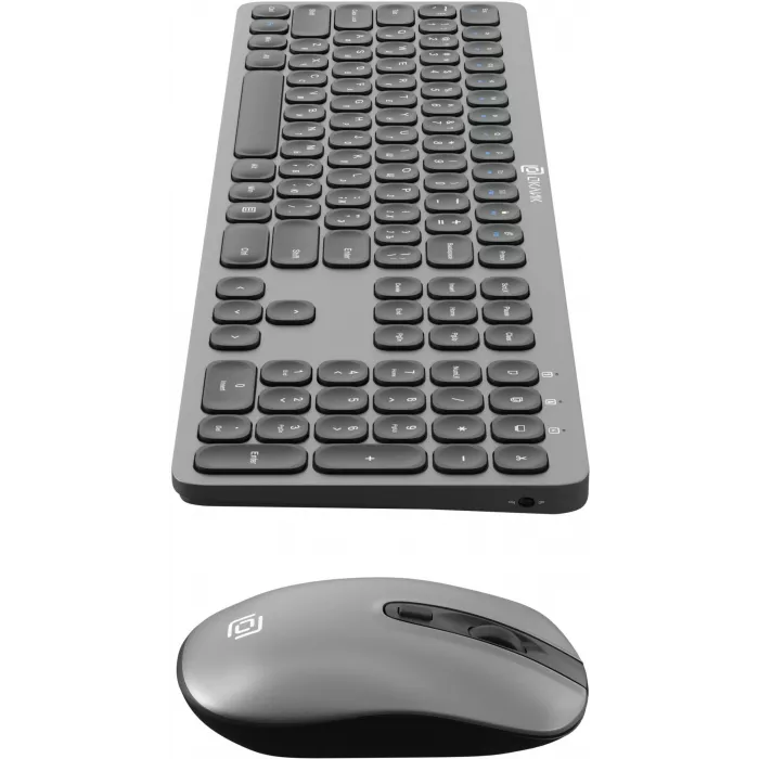 Клавиатура + мышь Оклик 300M клав:серый мышь:серый/черный USB беспроводная slim (1488402)