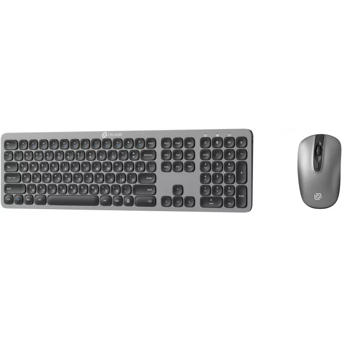 Клавиатура + мышь Оклик 300M клав:серый мышь:серый/черный USB беспроводная slim (1488402)