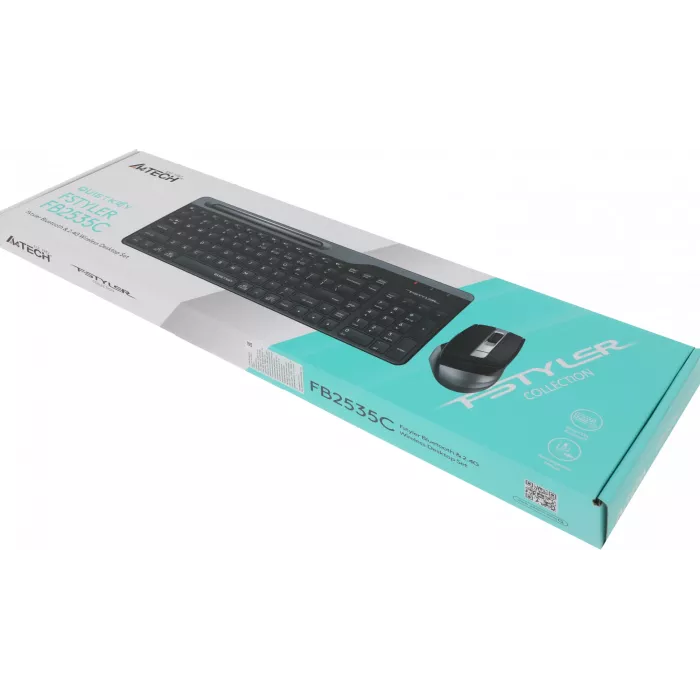 Клавиатура + мышь A4Tech Fstyler FB2535C клав:черный/серый мышь:черный/серый USB беспроводная Bluetooth/Радио slim (FB2535C SMOKY GREY)