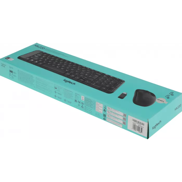 Клавиатура + мышь Logitech MK220 клав:черный мышь:черный USB беспроводная (920-003161)