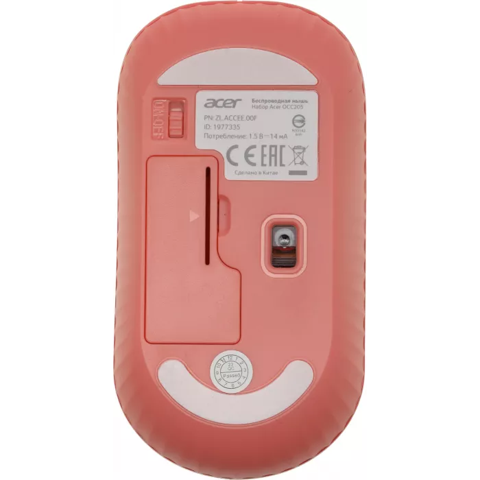 Клавиатура + мышь Acer OCC205 клав:розовый/бежевый мышь:розовый/бежевый USB беспроводная slim Multimedia (ZL.ACCEE.00F)