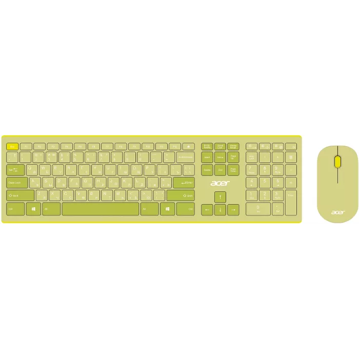 Клавиатура + мышь Acer OCC205 клав:зеленый/желтый мышь:зеленый/желтый USB беспроводная slim Multimedia (ZL.ACCEE.00E)
