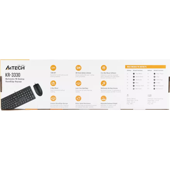Клавиатура + мышь A4Tech KR-3330 клав:черный мышь:черный USB