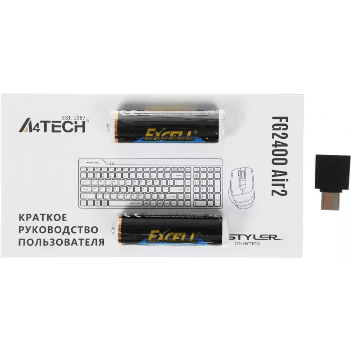 Клавиатура + мышь A4Tech Fstyler FG2400 Air2 клав:черный мышь:черный USB беспроводная slim (FG2400 AIR2 BLACK)