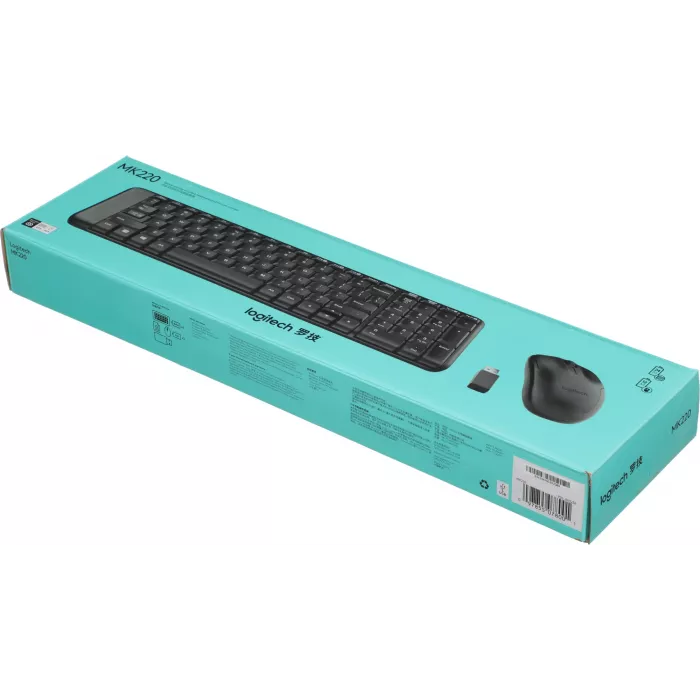 Клавиатура + мышь Logitech MK220 клав:черный мышь:черный USB беспроводная (920-003236)
