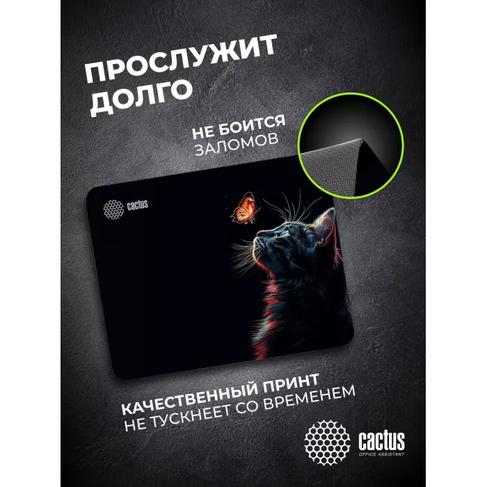 Коврик для мыши Cactus Night Cat 220x180x2мм (CS-MPC-P12XS)