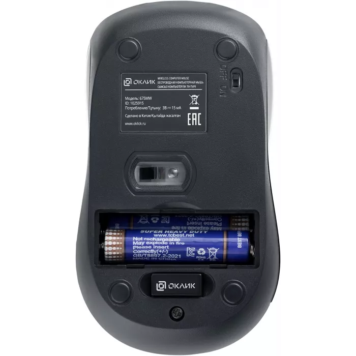 Мышь Оклик 675MW черный оптическая 1200dpi беспров. USB для ноутбука 3but (1025915)