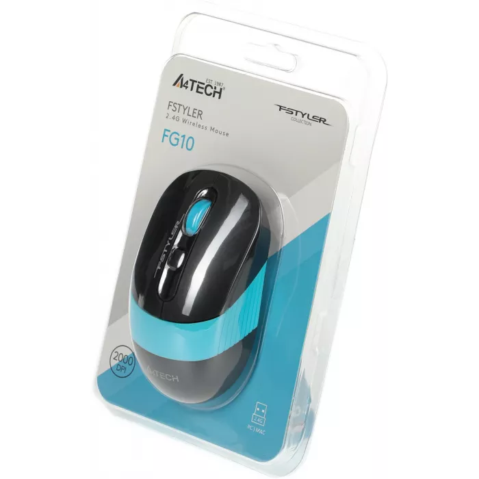 Мышь A4Tech Fstyler FG10 черный/синий оптическая 2000dpi беспров. USB 4but (FG10 BLUE)