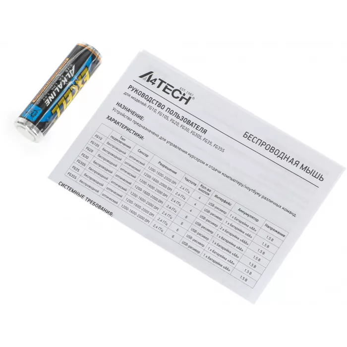 Мышь A4Tech Fstyler FG10 черный/синий оптическая 2000dpi беспров. USB 4but (FG10 BLUE)