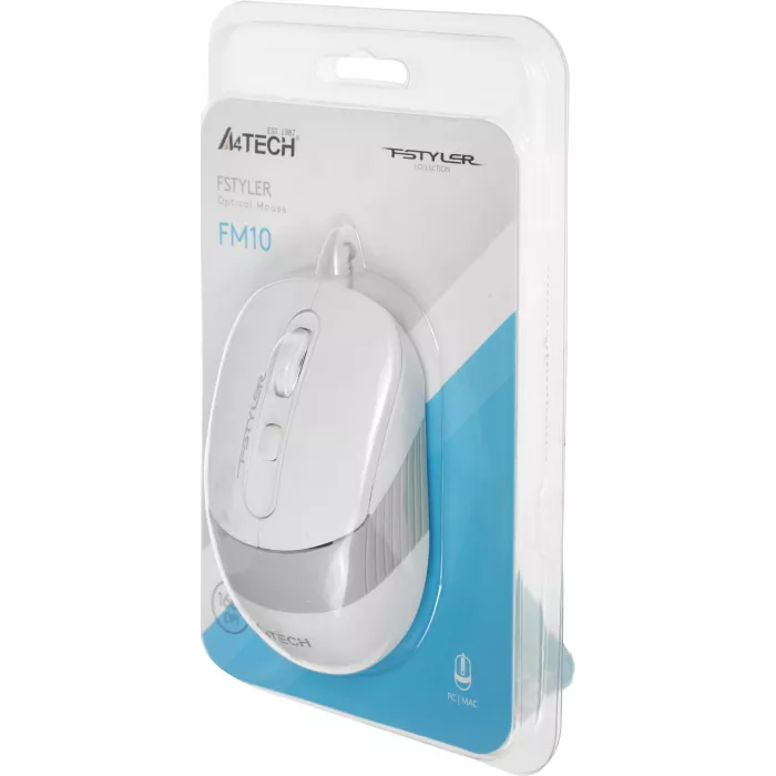 Мышь A4Tech Fstyler FM10 белый/серый оптическая 1600dpi USB 4but (FM10 WHITE)