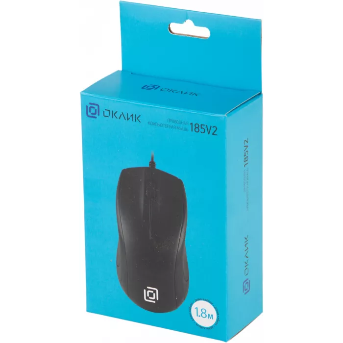 Мышь Оклик 185V2 черный оптическая 1200dpi USB для ноутбука 3but (1185962)