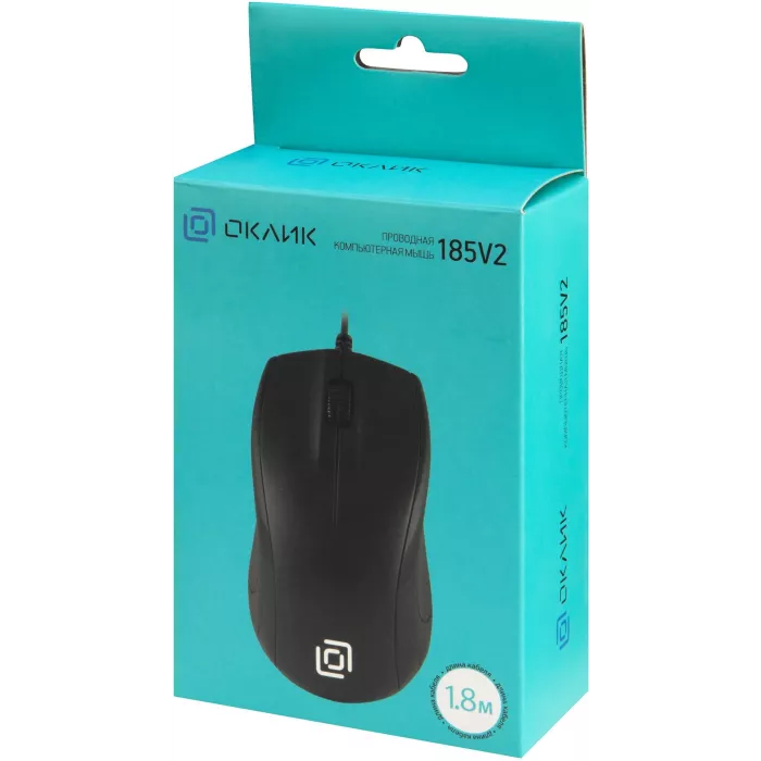 Мышь Оклик 185V2 черный оптическая 1200dpi USB для ноутбука 3but (1185962)