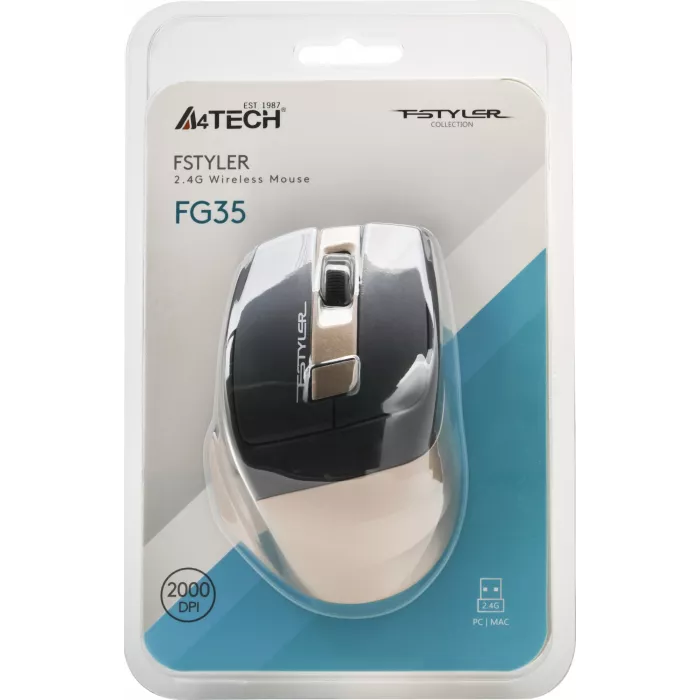 Мышь A4Tech Fstyler FG35 бронзовый/черный оптическая 2000dpi беспров. USB 6but (FG35 BRONZE)