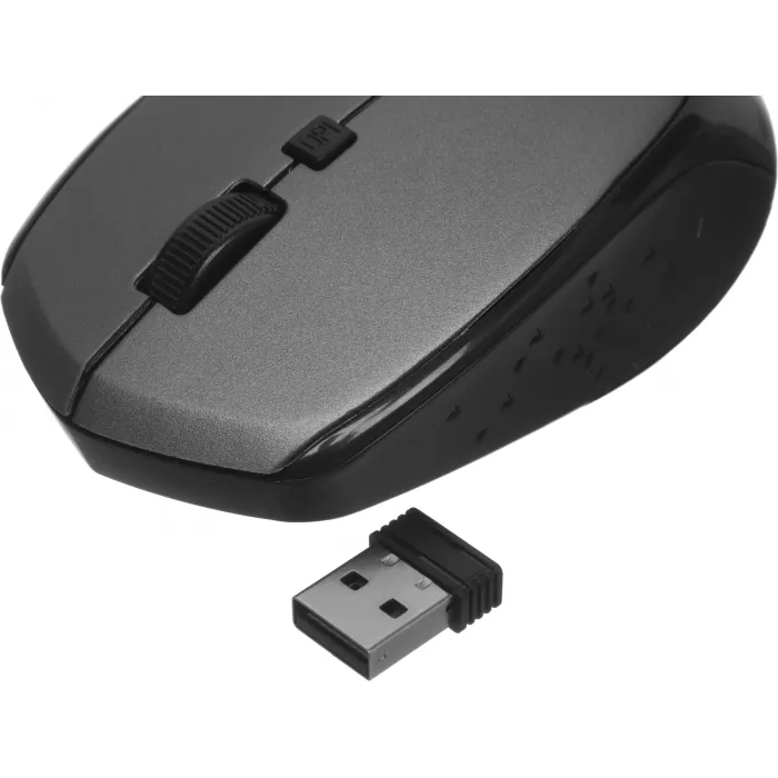 Мышь Оклик 488MW черный/серый оптическая 1600dpi беспров. USB для ноутбука 4but (1196571)
