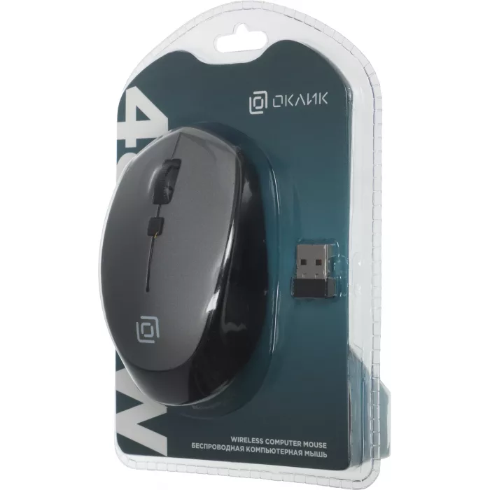 Мышь Оклик 488MW черный/серый оптическая 1600dpi беспров. USB для ноутбука 4but (1196571)