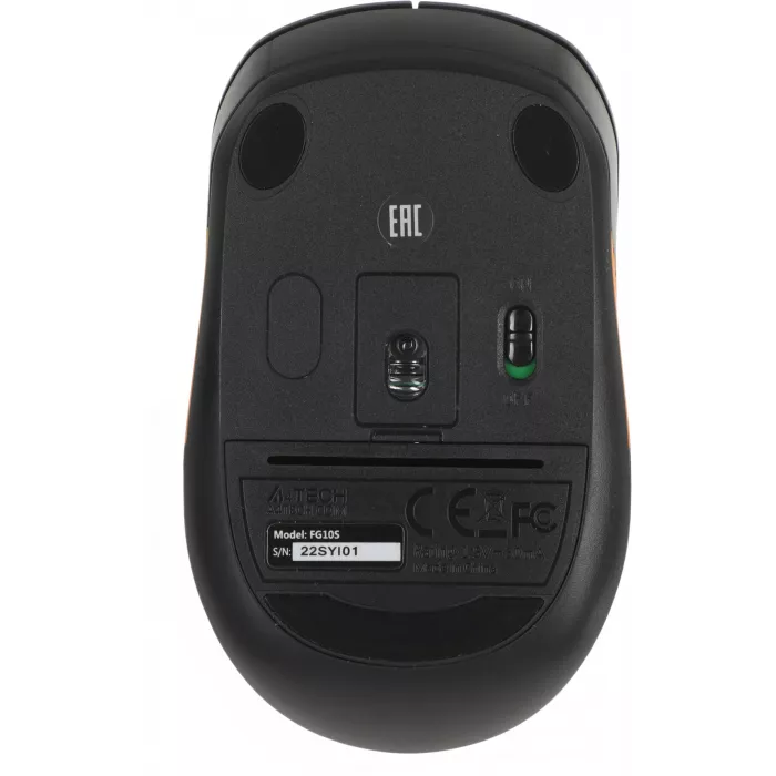 Мышь A4Tech Fstyler FG10S черный/оранжевый оптическая 2000dpi silent беспров. USB для ноутбука 4but (FG10S ORANGE)