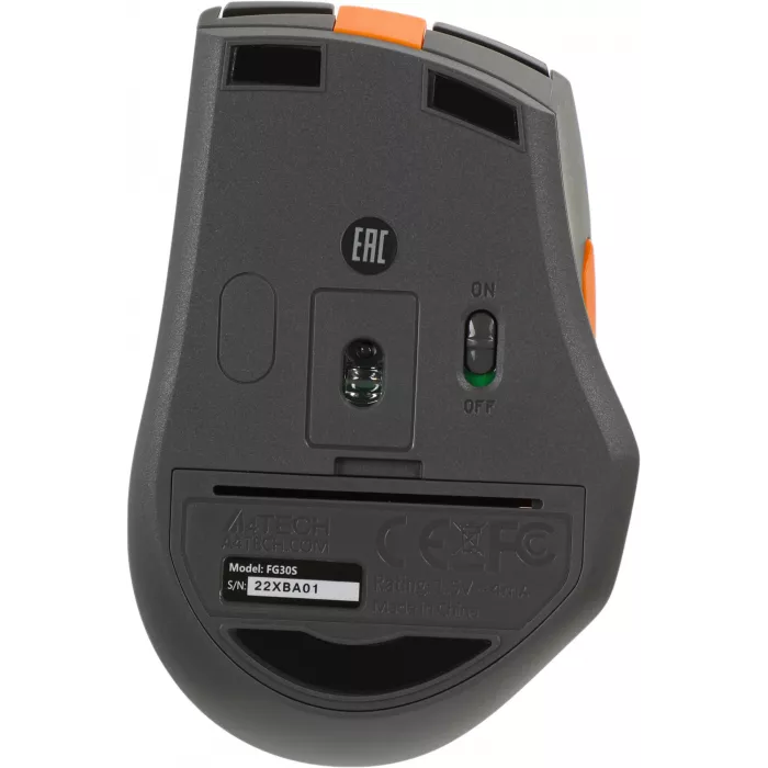 Мышь A4Tech Fstyler FG30S серый/оранжевый оптическая 2000dpi silent беспров. USB 6but (FG30S ORANGE)