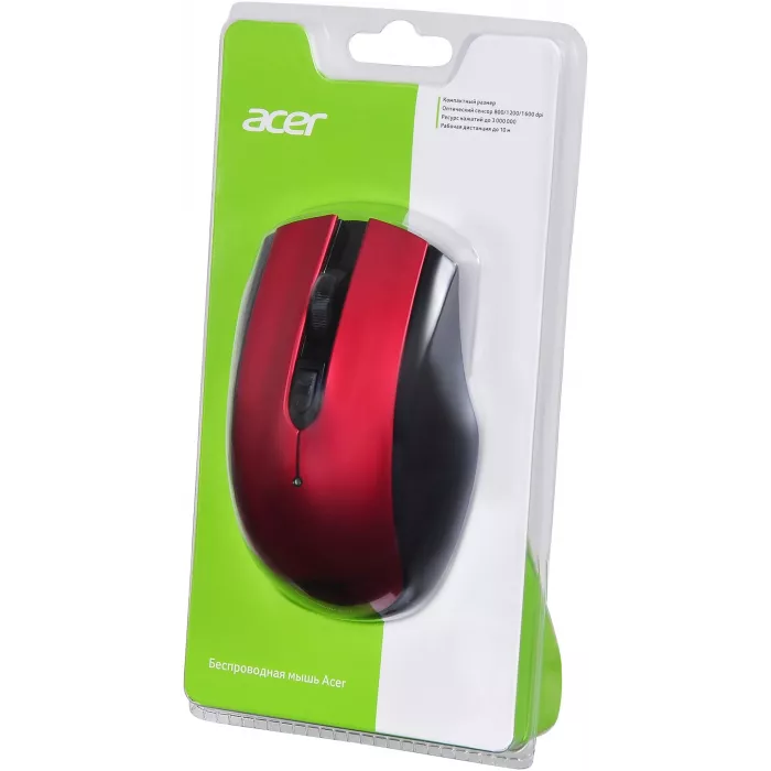 Мышь Acer OMR032 черный/красный оптическая 1600dpi беспров. USB 4but (ZL.MCEEE.009)