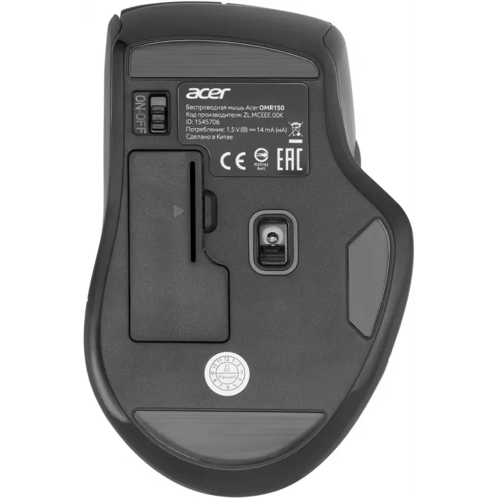 Мышь Acer OMR150 черный оптическая 1600dpi беспров. USB 6but (ZL.MCEEE.00K)