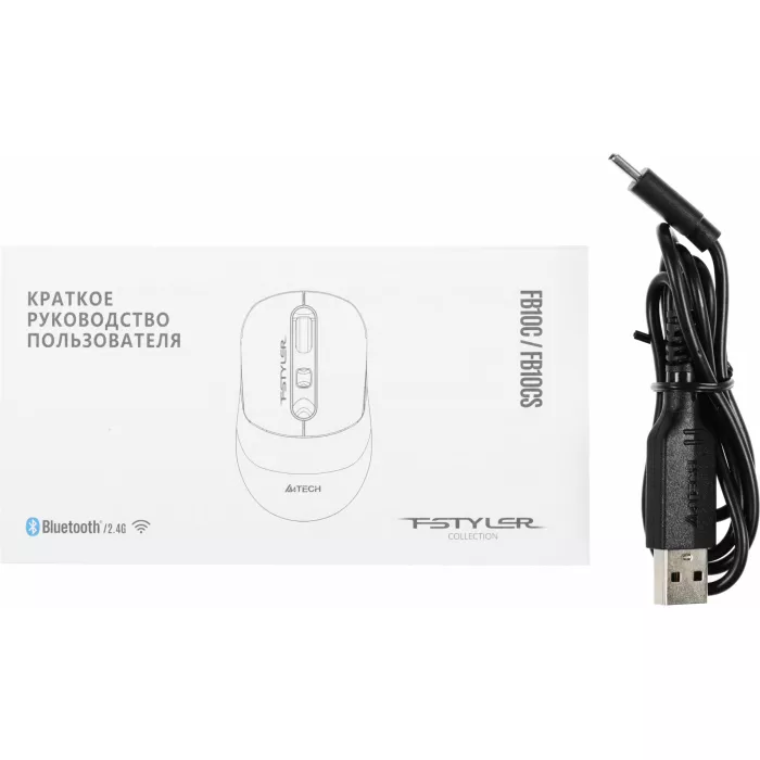 Мышь A4Tech Fstyler FB10C черный оптическая 2000dpi беспров. BT/Radio USB 4but (FB10C STONE BLACK)
