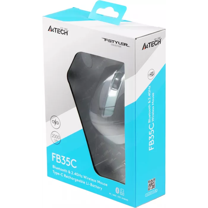 Мышь A4Tech Fstyler FB35C зеленый/черный оптическая 2000dpi беспров. BT/Radio USB 6but (FB35C MIDNIGHT GREEN)