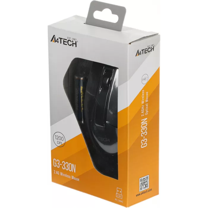 Мышь A4Tech G3-330N черный оптическая 1200dpi беспров. USB 3but