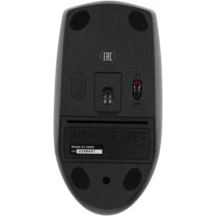 Мышь A4Tech G3-330NS черный оптическая 1200dpi silent беспров. USB 3but