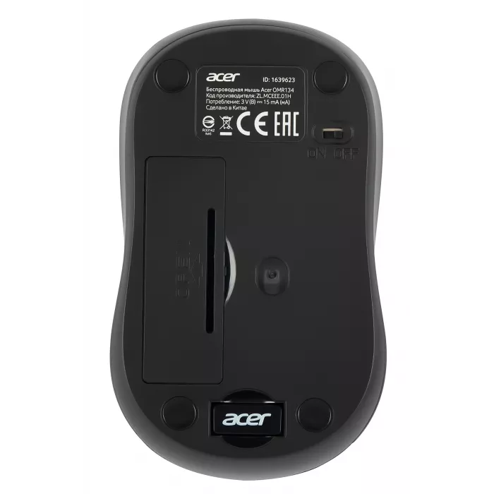 Мышь Acer OMR134 серый оптическая 1000dpi беспров. USB для ноутбука 3but (ZL.MCEEE.01H)