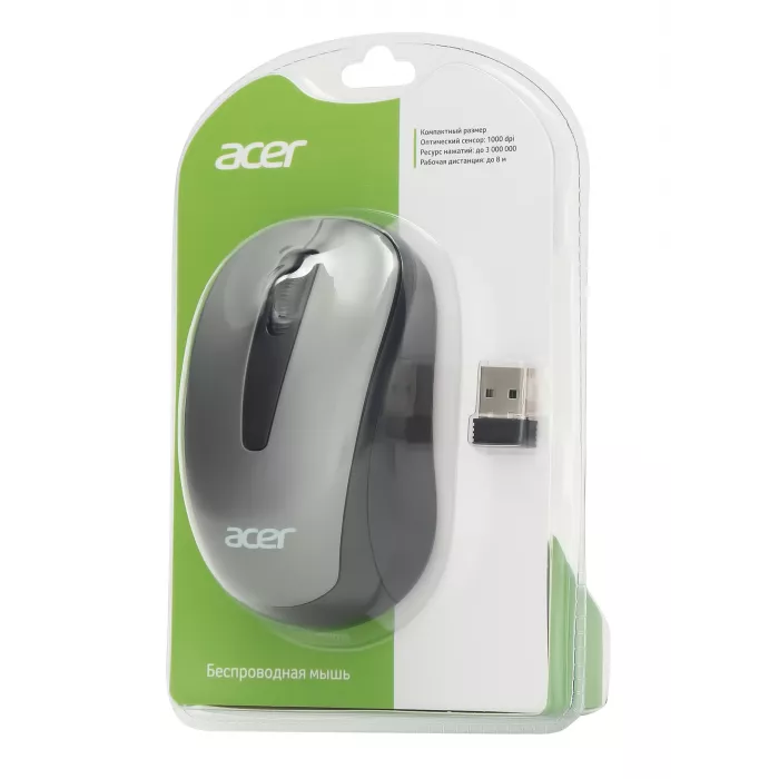 Мышь Acer OMR134 серый оптическая 1000dpi беспров. USB для ноутбука 3but (ZL.MCEEE.01H)
