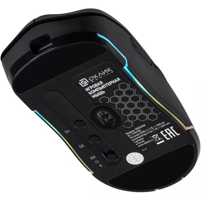 Мышь Оклик 900GMW черный оптическая 26000dpi беспров. BT/Radio USB 6but (1796786)