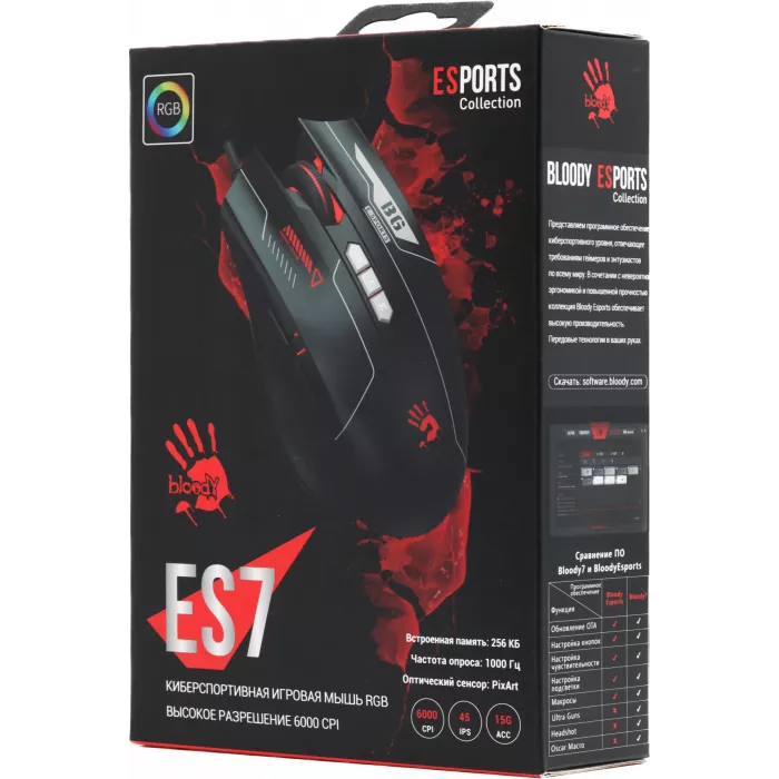 Мышь A4Tech Bloody ES7 черный оптическая 6000dpi USB 8but