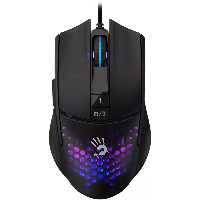 Мышь A4Tech Bloody L65 Max черный/фиолетовый оптическая 12000dpi USB 6but (L65 MAX/HONEYCOMB)