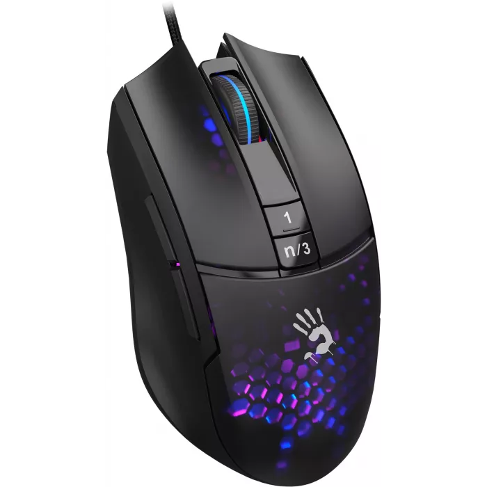 Мышь A4Tech Bloody L65 Max черный/фиолетовый оптическая 12000dpi USB 6but (L65 MAX/HONEYCOMB)