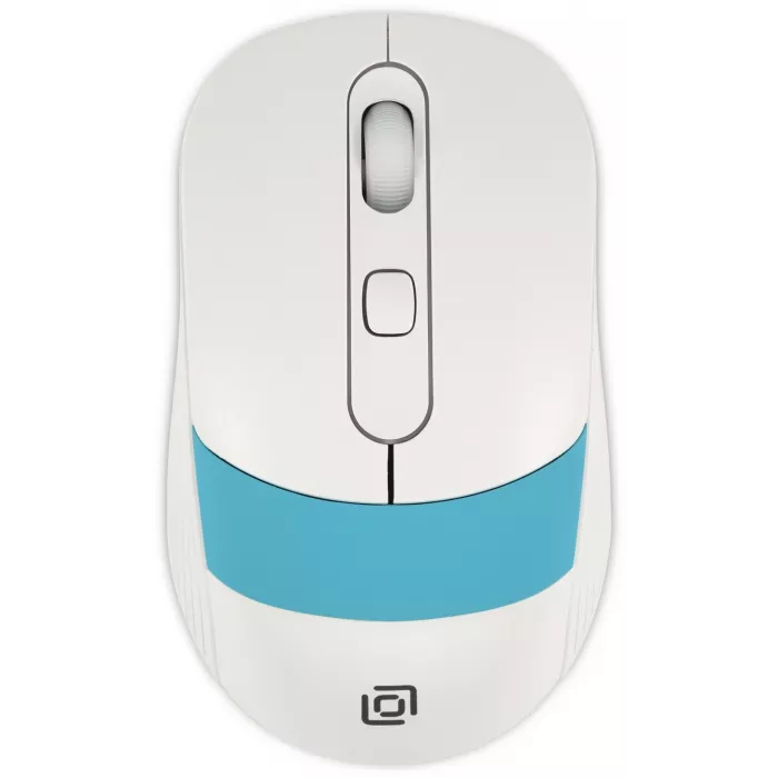 Мышь Оклик 310MW белый/синий оптическая 3200dpi беспров. USB для ноутбука 4but (1869094)
