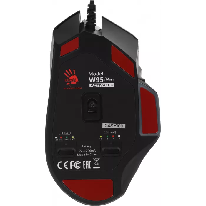 Мышь A4Tech Bloody W95 Max черный оптическая 12000dpi USB 10but (W95 MAX STONE BLACK)
