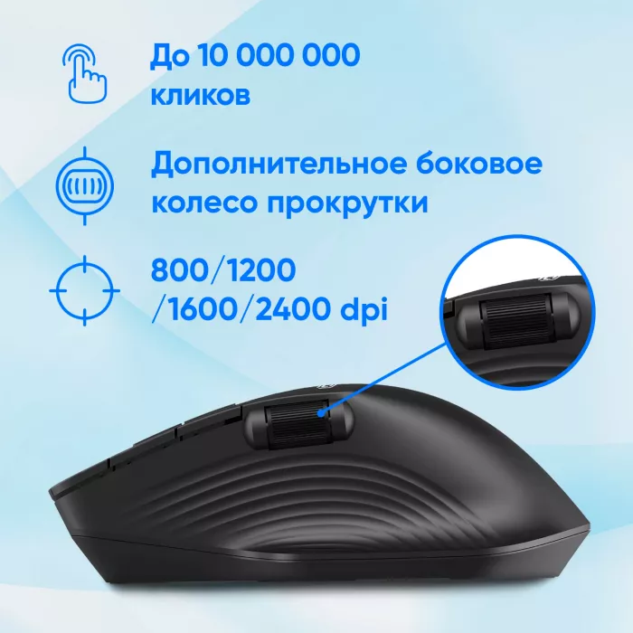 Мышь Оклик 501MW черный оптическая 2400dpi беспров. USB 7but (1877553)
