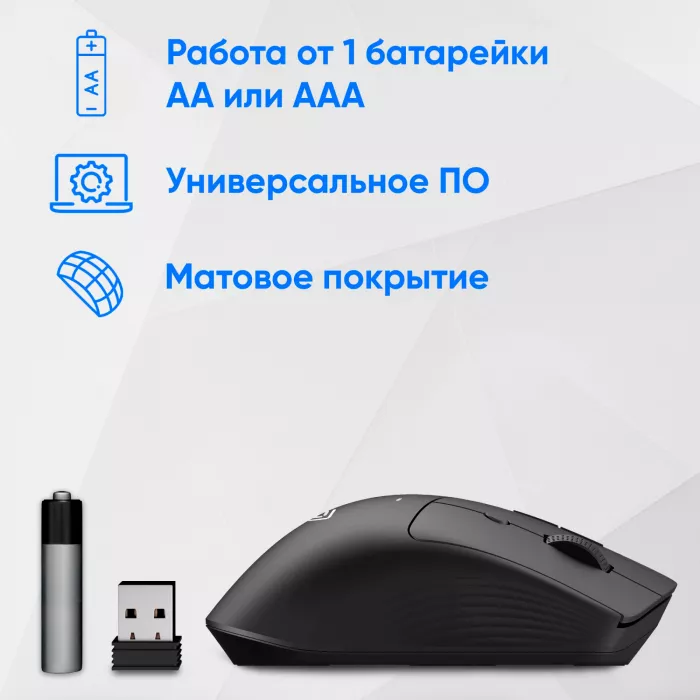 Мышь Оклик 501MW черный оптическая 2400dpi беспров. USB 7but (1877553)