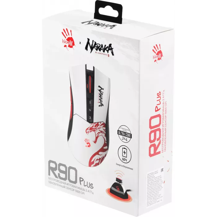 Мышь A4Tech Bloody R90 Plus Naraka белый/рисунок оптическая 5000dpi беспров. USB 7but