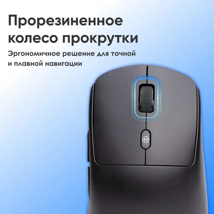 Мышь Оклик 489MW черный оптическая 3200dpi silent беспров. BT/Radio USB 6but (1885440)